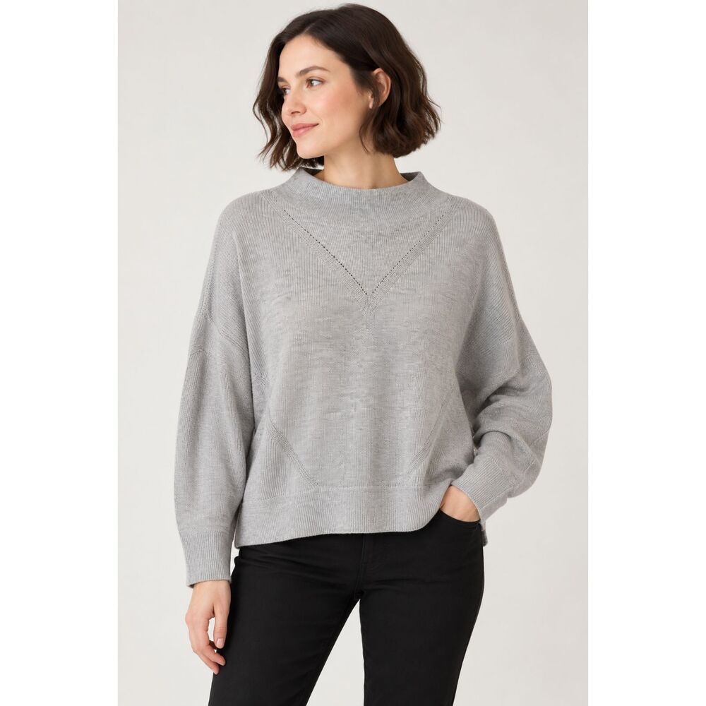 NIC+ZOE Gray Oversized Mock Neck Dolman Sleeve Sweater XL NWT